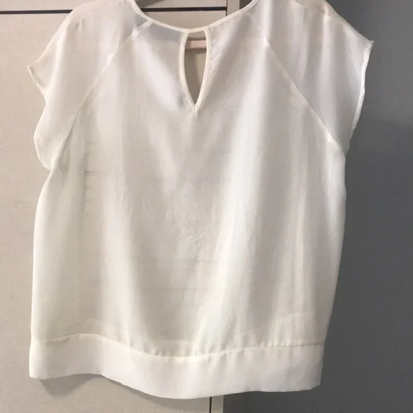 DKNY JEANS beaded/studs front white/cream blouse, size S. - Picture 3 of 4